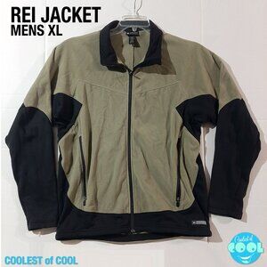 REI Polartex fleece Performance Jacket Mens size XL Olive and Black full zip up